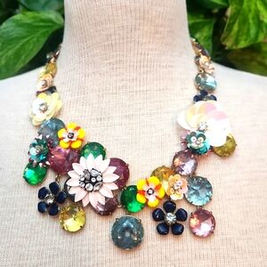 J. Crew Sequin and Multi-colored Stones Statement Necklace